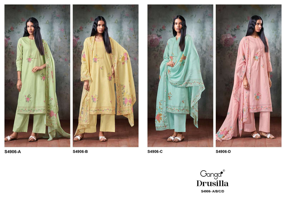 Ganga Fashion Drusilla 4906 Premium Cotton Dress Material - Amrah Wholesale