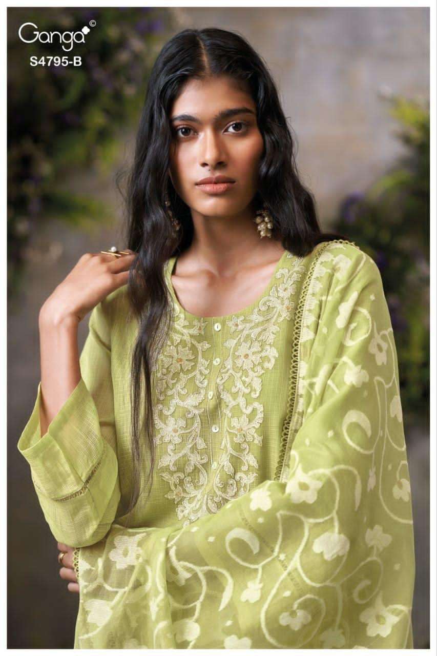 Ganga Fashion Dusnea 4795 Premium Bemberg Kota Dress Material - Amrah Wholesale