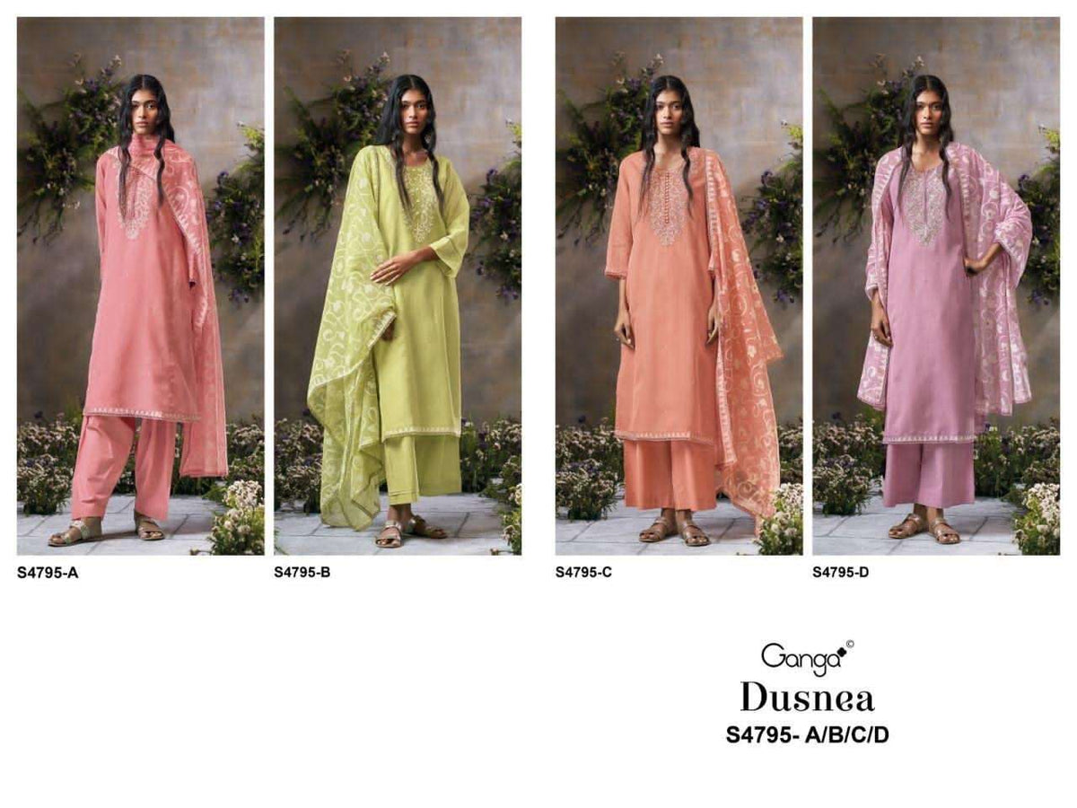 Ganga Fashion Dusnea 4795 Premium Bemberg Kota Dress Material - Amrah Wholesale