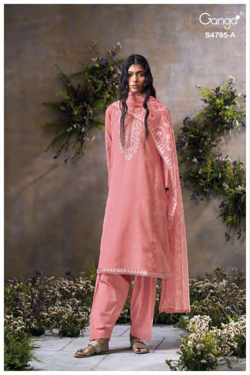 Ganga Fashion Dusnea 4795 Premium Bemberg Kota Dress Material - Amrah Wholesale