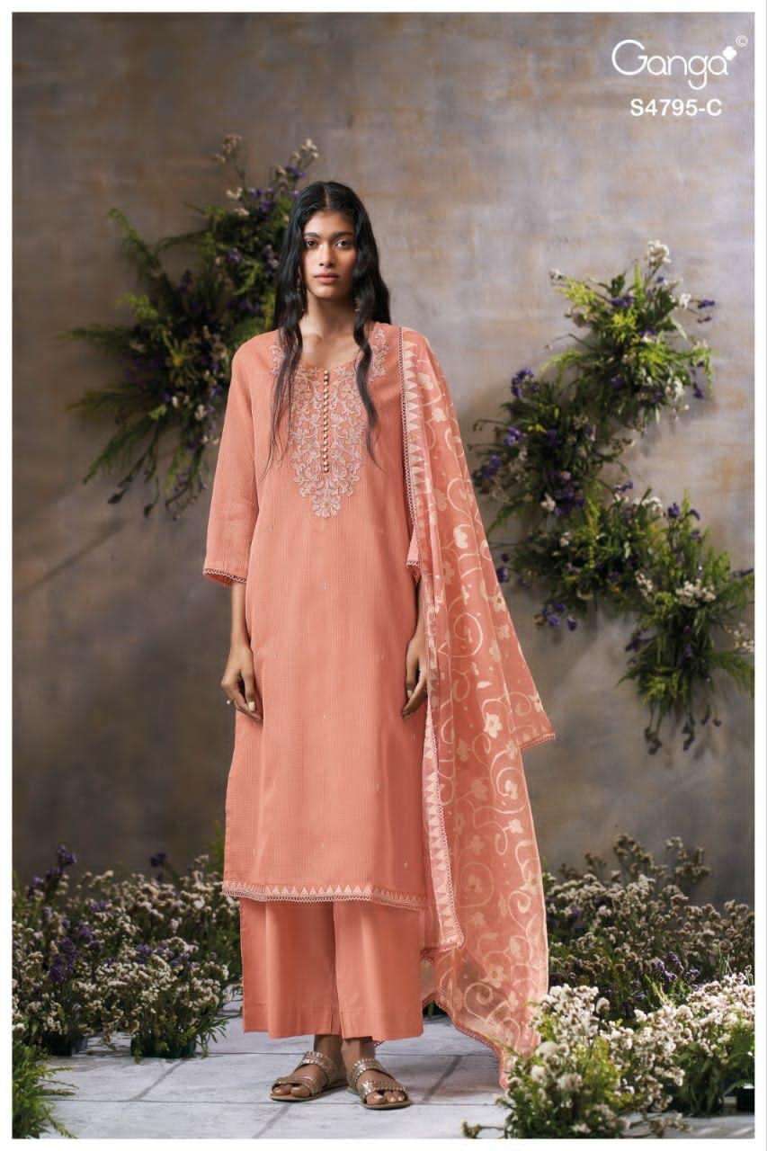 Ganga Fashion Dusnea 4795 Premium Bemberg Kota Dress Material - Amrah Wholesale