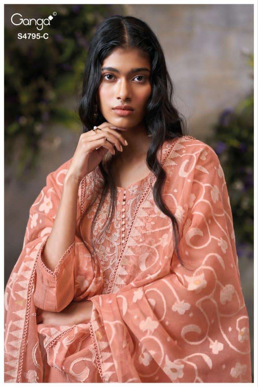Ganga Fashion Dusnea 4795 Premium Bemberg Kota Dress Material - Amrah Wholesale