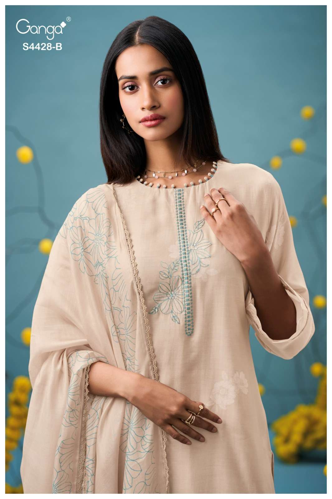 Ganga Fashion Dyavika 4428 Pure Bemberg Silk Dress Material - Amrah Wholesale