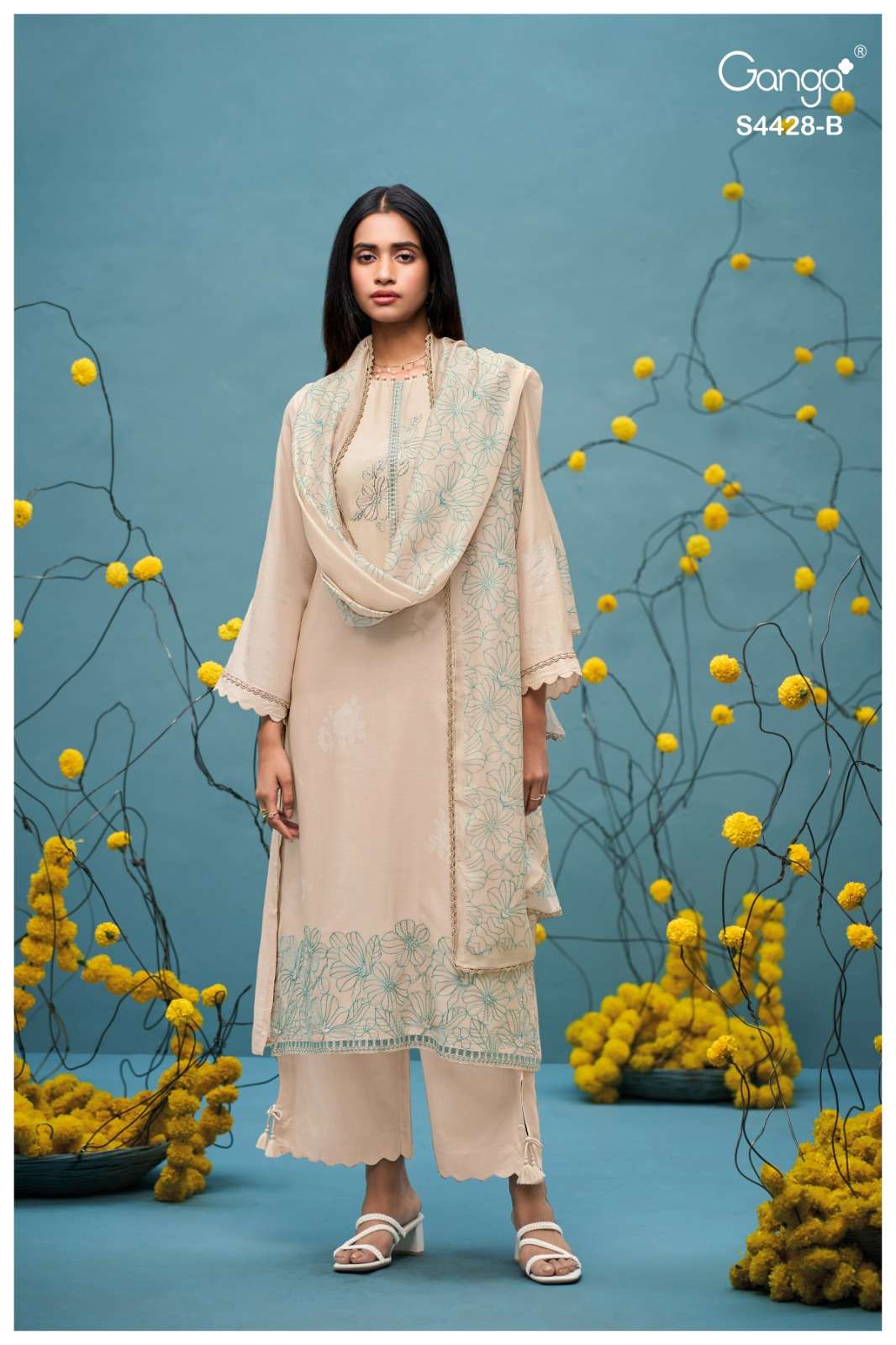 Ganga Fashion Dyavika 4428 Pure Bemberg Silk Dress Material - Amrah Wholesale