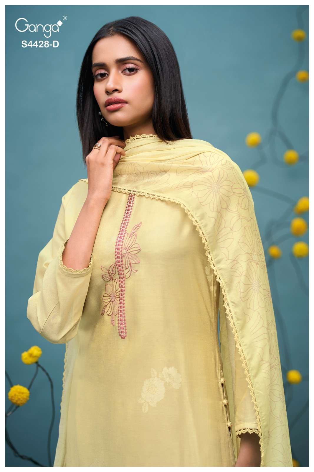 Ganga Fashion Dyavika 4428 Pure Bemberg Silk Dress Material - Amrah Wholesale