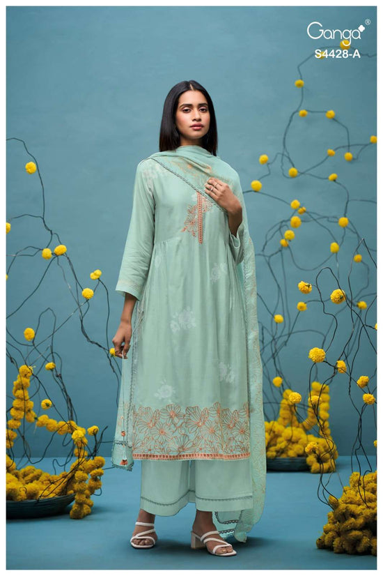 Ganga Fashion Dyavika 4428 Pure Bemberg Silk Dress Material - Amrah Wholesale