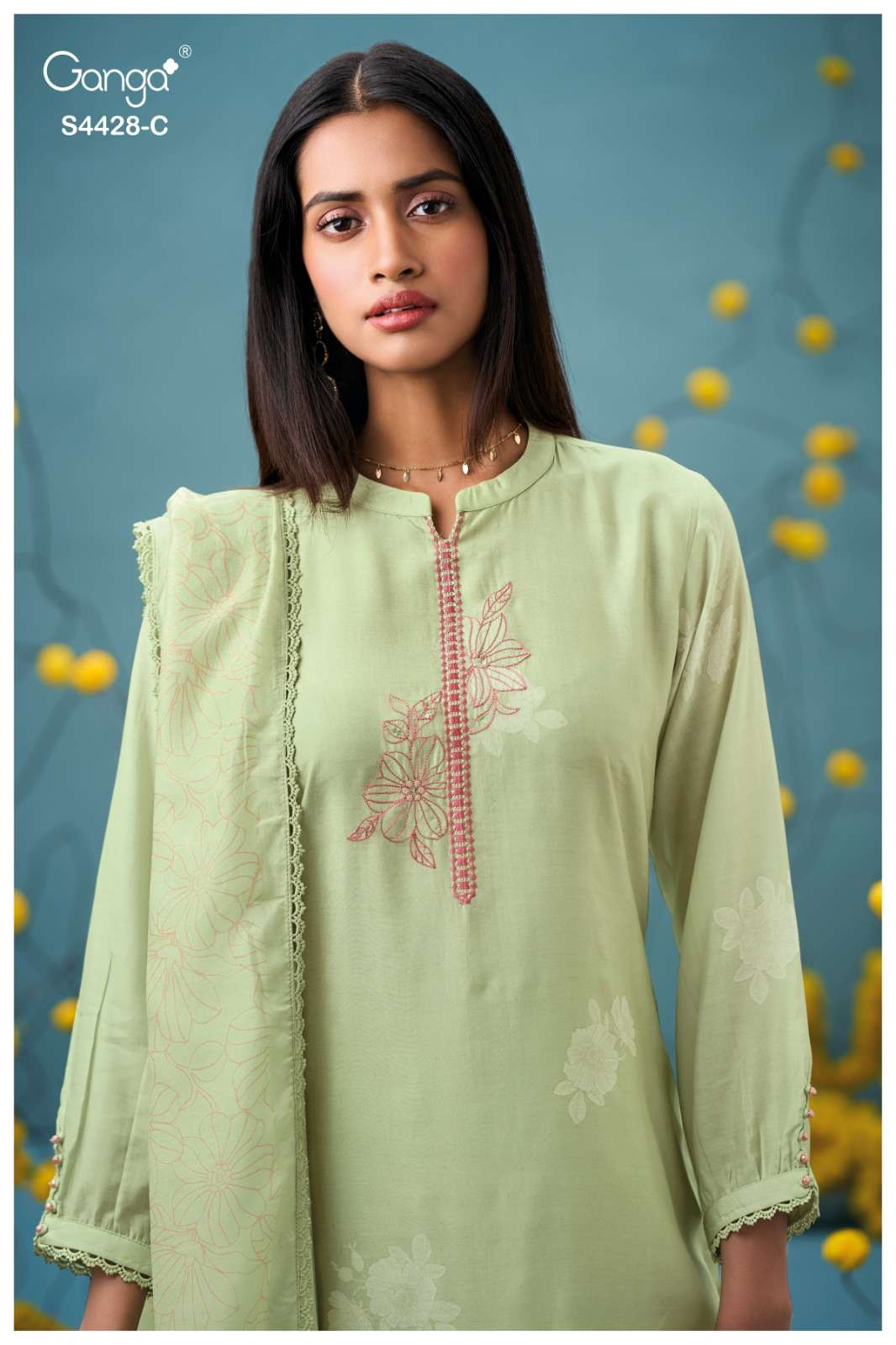 Ganga Fashion Dyavika 4428 Pure Bemberg Silk Dress Material - Amrah Wholesale