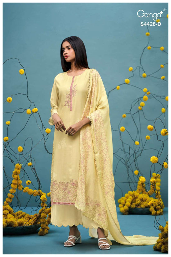 Ganga Fashion Dyavika 4428 Pure Bemberg Silk Dress Material - Amrah Wholesale
