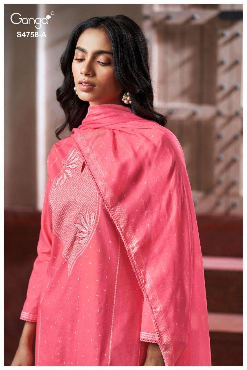 Ganga Fashion Dynza 4758 D Premium Cotton Dress Material - Amrah Wholesale