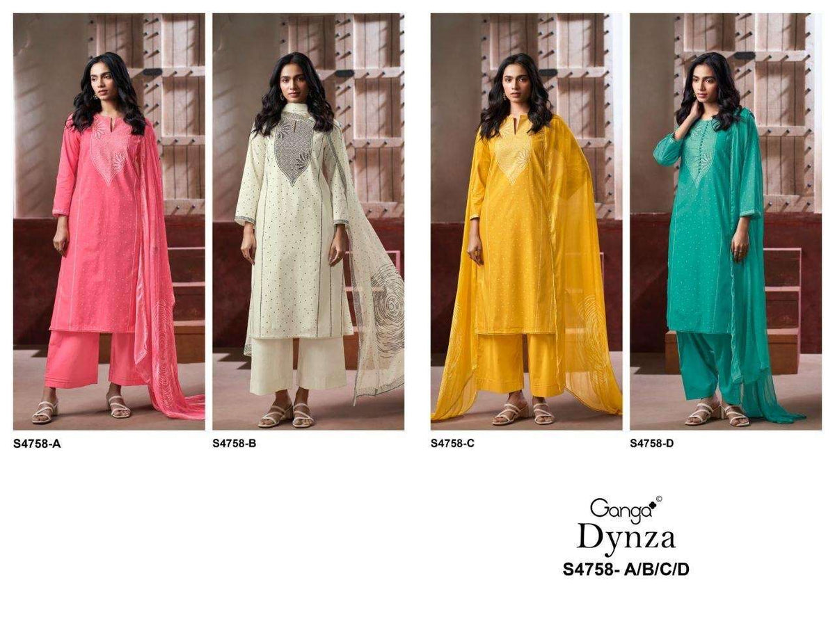Ganga Fashion Dynza 4758 D Premium Cotton Dress Material - Amrah Wholesale