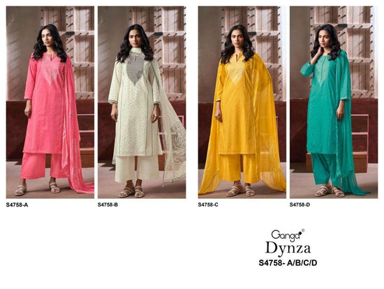 Ganga Fashion Dynza 4758 D Premium Cotton Dress Material - Amrah Wholesale