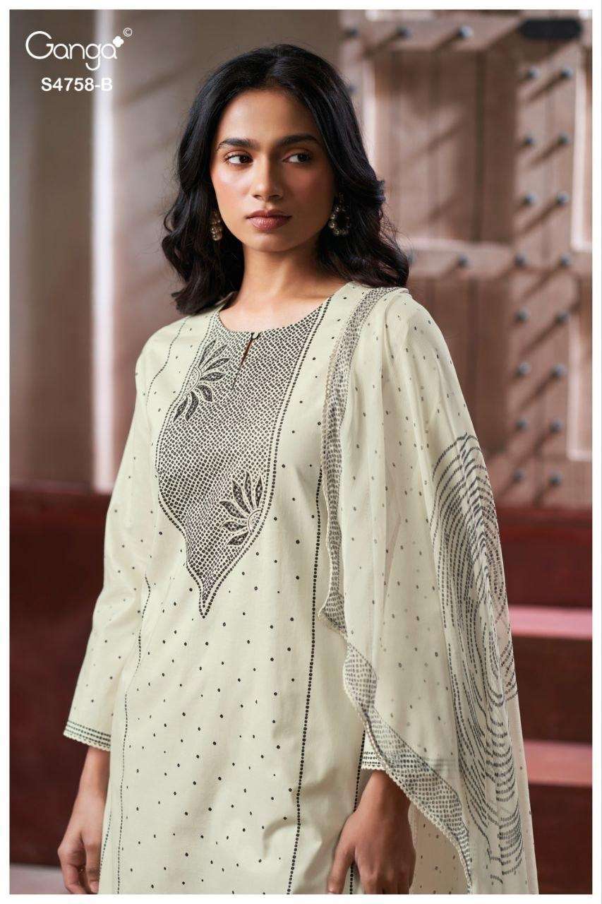 Ganga Fashion Dynza 4758 D Premium Cotton Dress Material - Amrah Wholesale