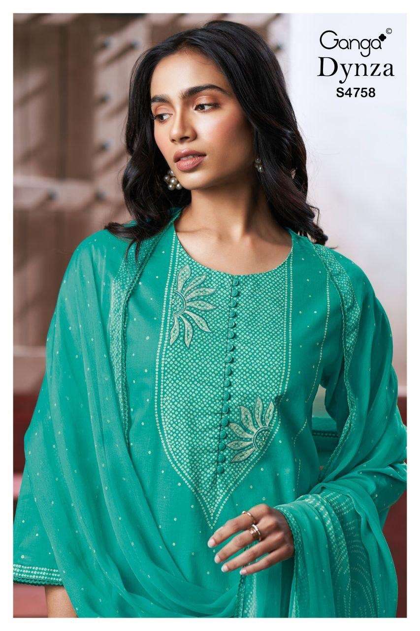 Ganga Fashion Dynza 4758 D Premium Cotton Dress Material - Amrah Wholesale