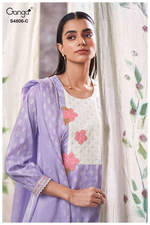 Ganga Fashion Ekaaya 4806 Premium Cotton Dress Material - Amrah Wholesale