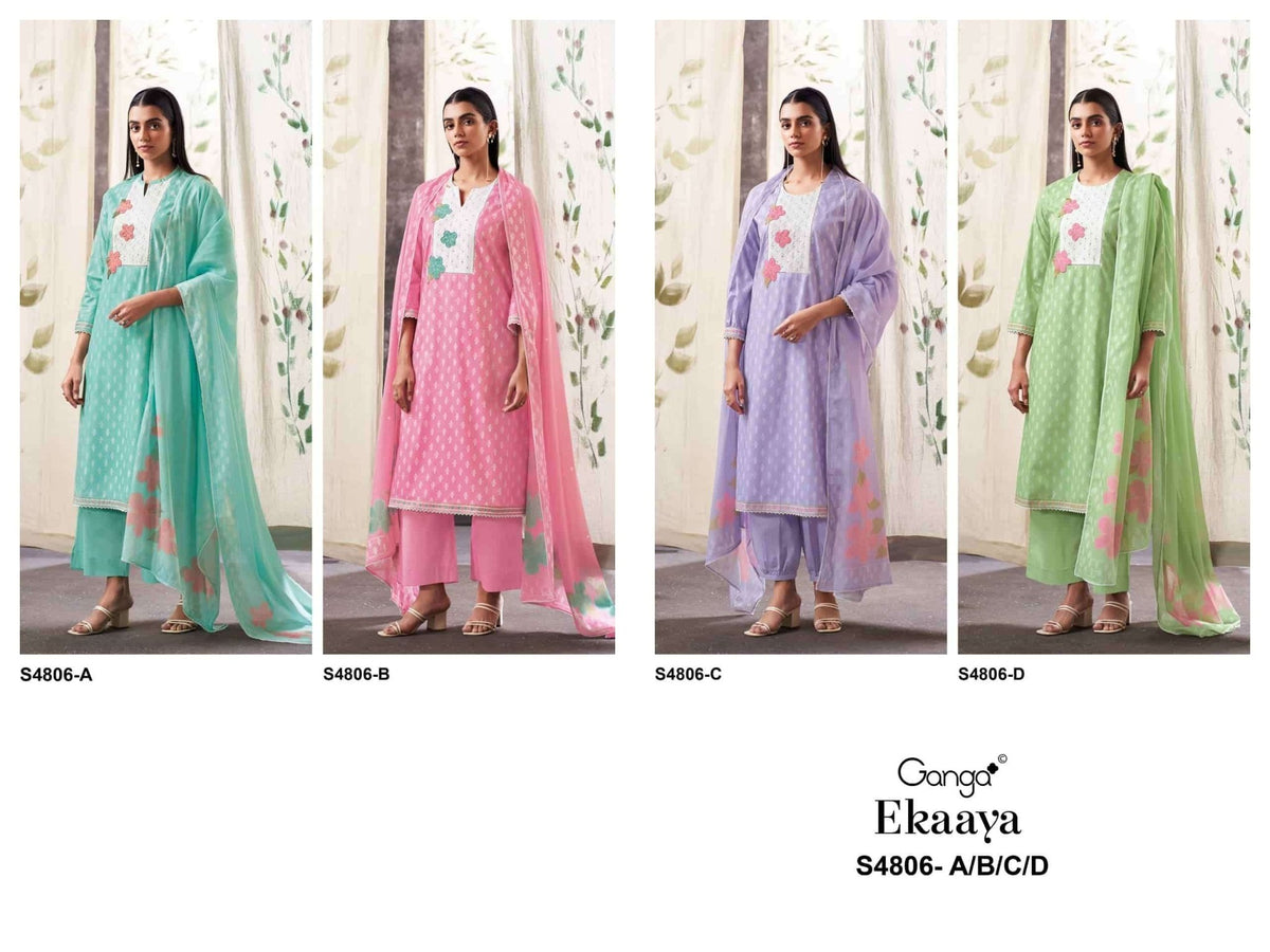 Ganga Fashion Ekaaya 4806 Premium Cotton Dress Material - Amrah Wholesale