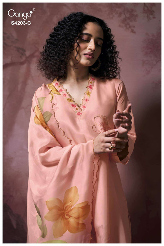 Ganga Fashion Ekthara 4203 Pure Bemberg Silk Designer Dress Material