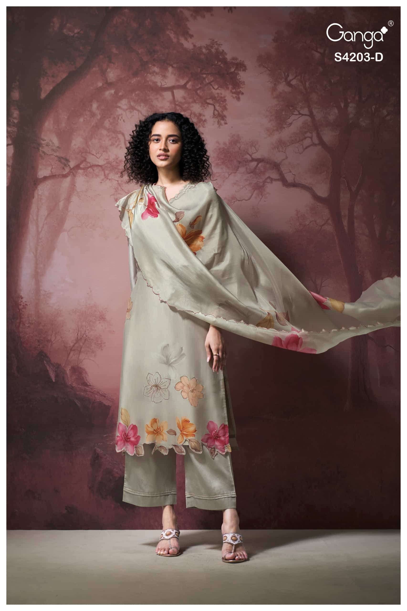 Ganga Fashion Ekthara 4203 Pure Bemberg Silk Designer Dress Material