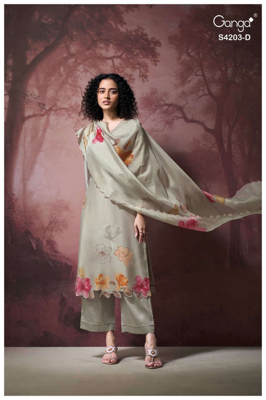 Ganga Fashion Ekthara 4203 Pure Bemberg Silk Designer Dress Material