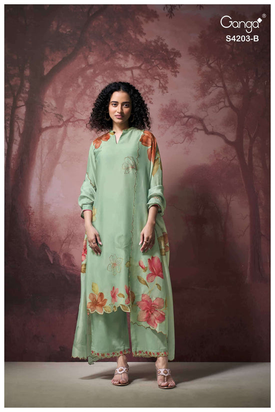 Ganga Fashion Ekthara 4203 Pure Bemberg Silk Designer Dress Material