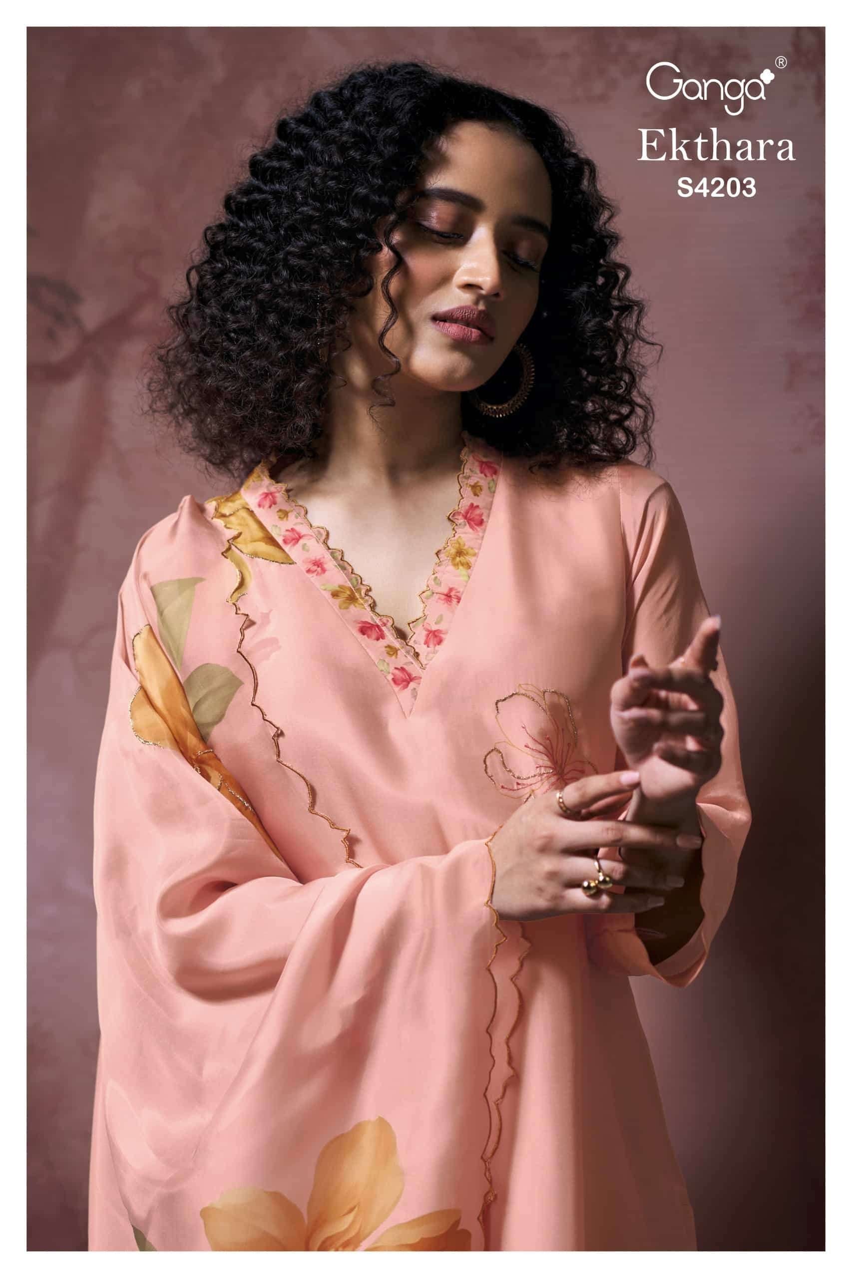 Ganga Fashion Ekthara 4203 Pure Bemberg Silk Designer Dress Material