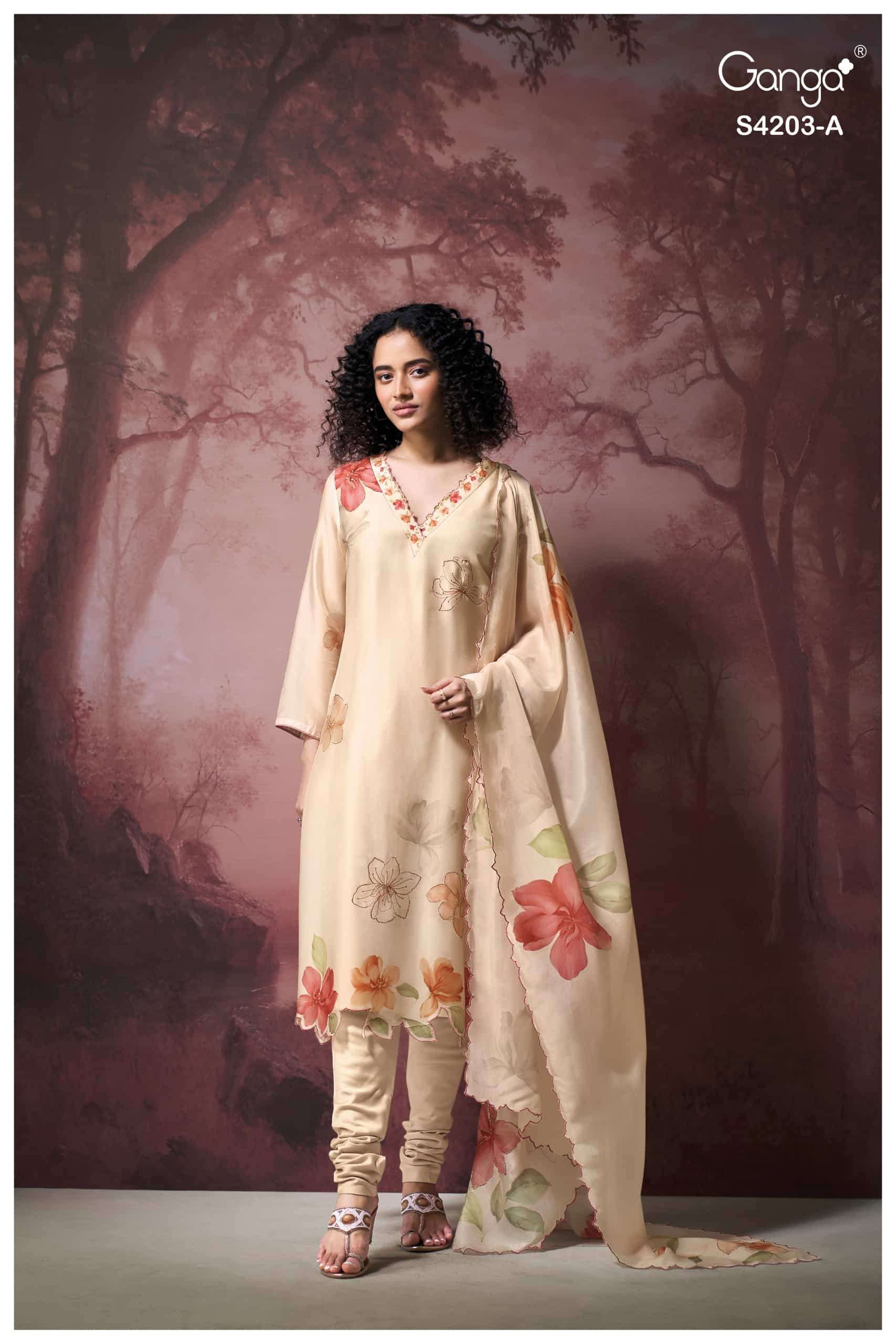 Ganga Fashion Ekthara 4203 Pure Bemberg Silk Designer Dress Material