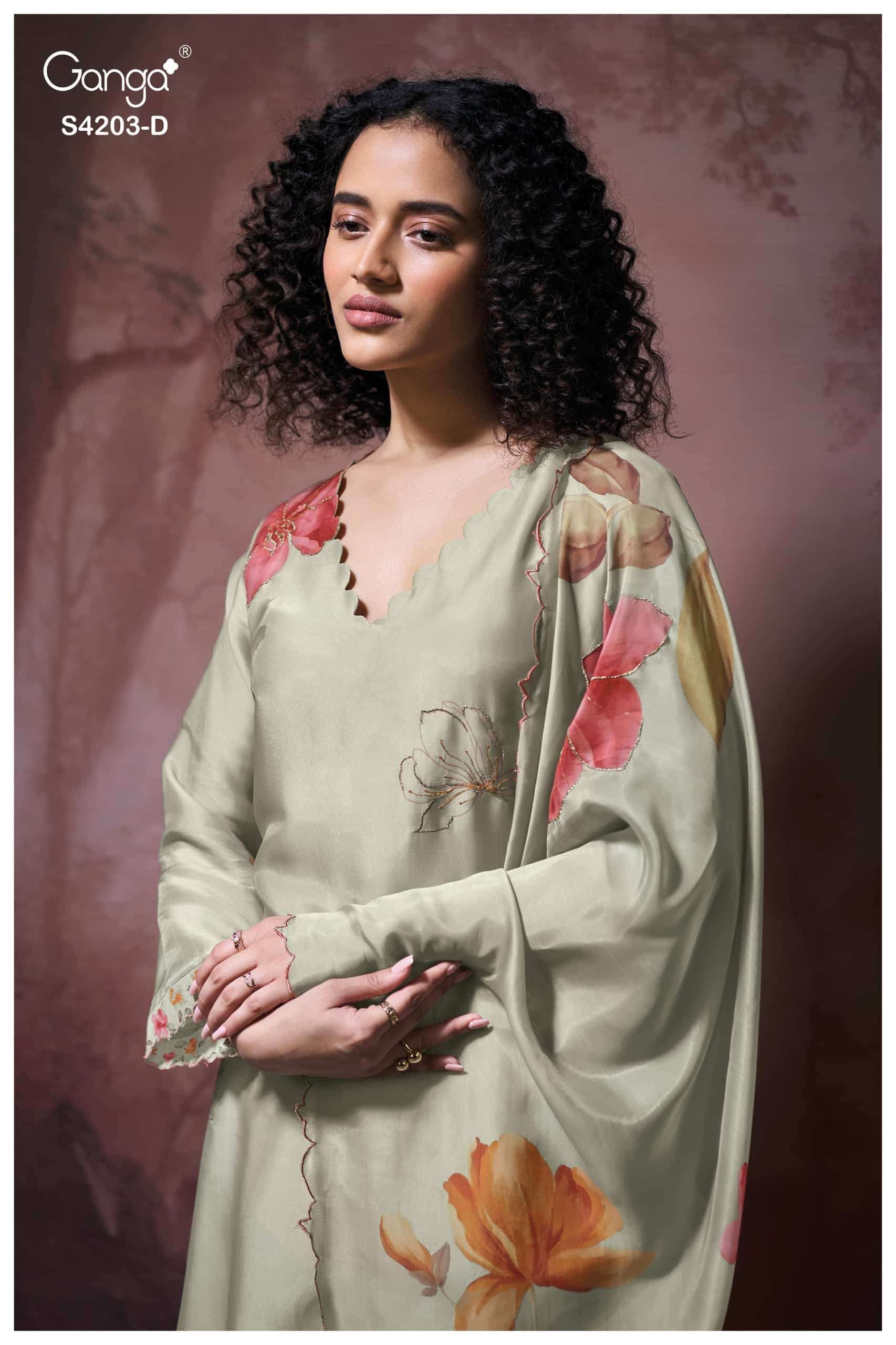 Ganga Fashion Ekthara 4203 Pure Bemberg Silk Designer Dress Material