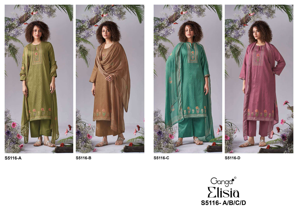 Ganga Fashion Elisia 5116 Premium Cotton Satin Dress Material