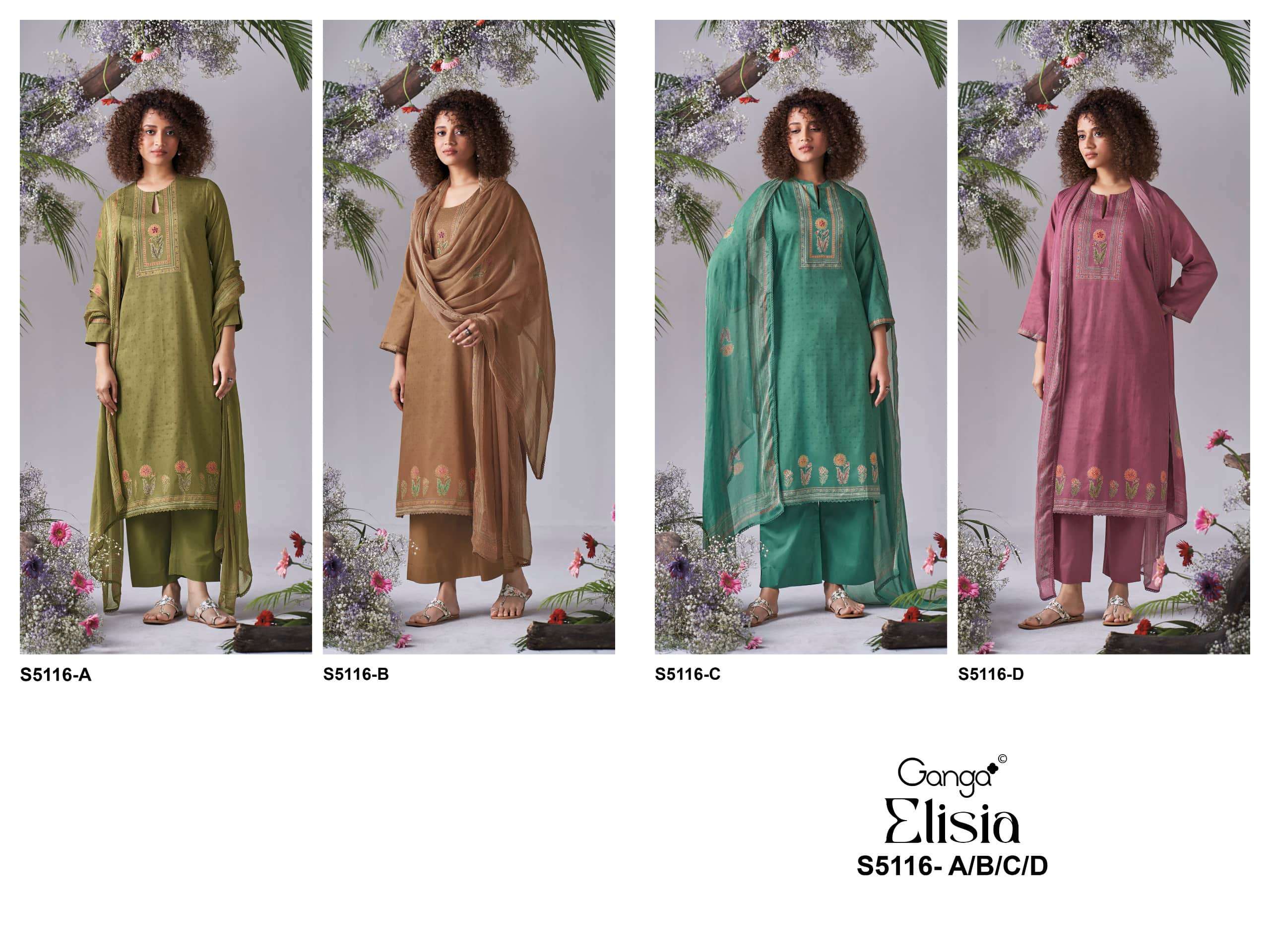 Ganga Fashion Elisia 5116 Premium Cotton Satin Dress Material