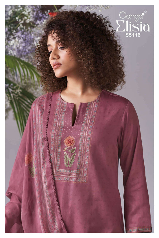 Ganga Fashion Elisia 5116 Premium Cotton Satin Dress Material - Amrah Wholesale