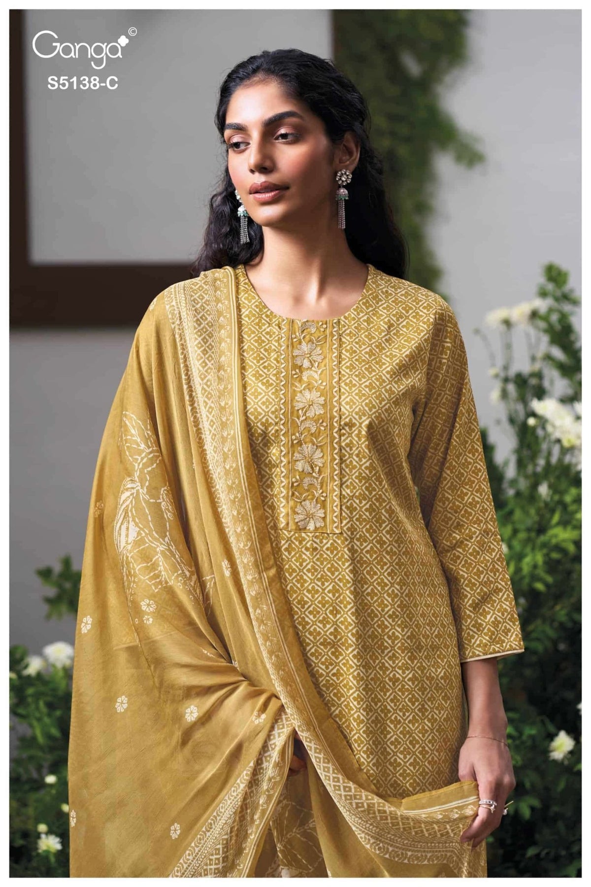 Ganga Fashion Elnaaz 5138 Premium Cotton Satin Dress Material - Amrah Wholesale