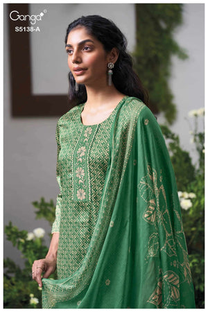 Ganga Fashion Elnaaz 5138 Premium Cotton Satin Dress Material - Amrah Wholesale