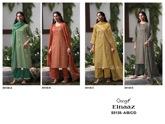 Ganga Fashion Elnaaz 5138 Premium Cotton Satin Dress Material - Amrah Wholesale