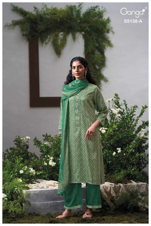 Ganga Fashion Elnaaz 5138 Premium Cotton Satin Dress Material - Amrah Wholesale