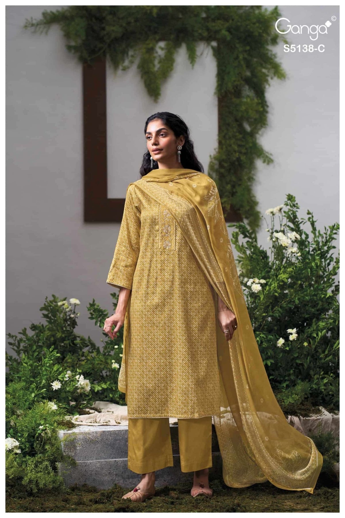 Ganga Fashion Elnaaz 5138 Premium Cotton Satin Dress Material - Amrah Wholesale