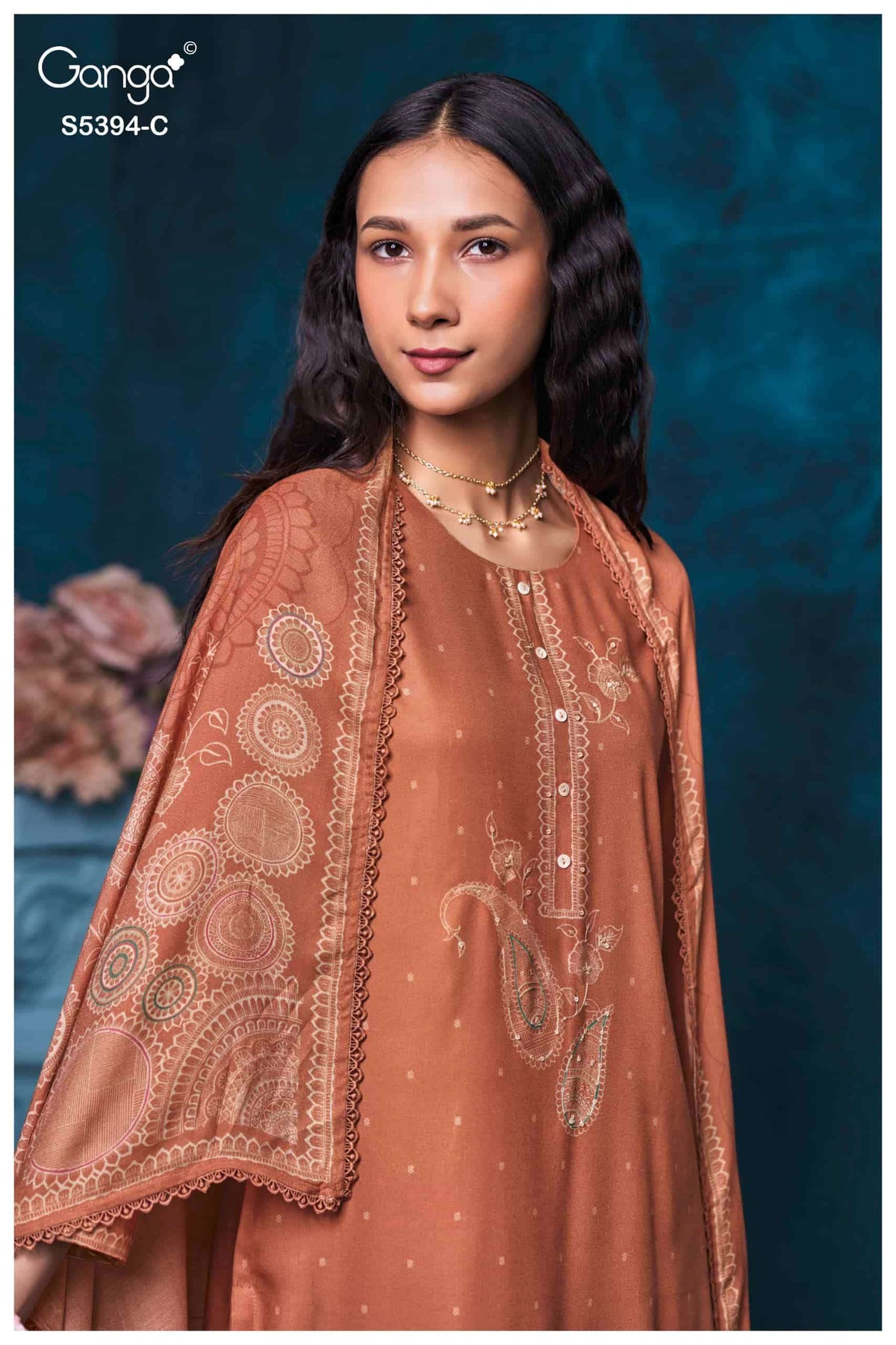 Ganga Fashion Elvaya 5394 Pure Wool Pashmina Winter Suit