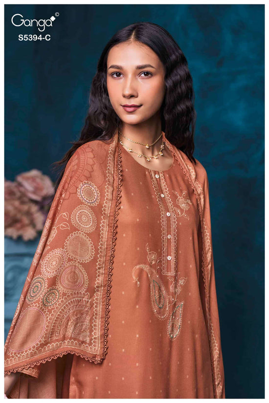 Ganga Fashion Elvaya 5394 Pure Wool Pashmina Winter Suit