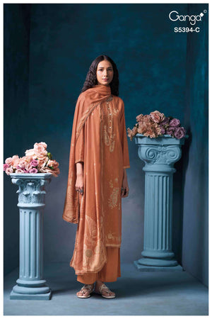 Ganga Fashion Elvaya 5394 Pure Wool Pashmina Winter Suit