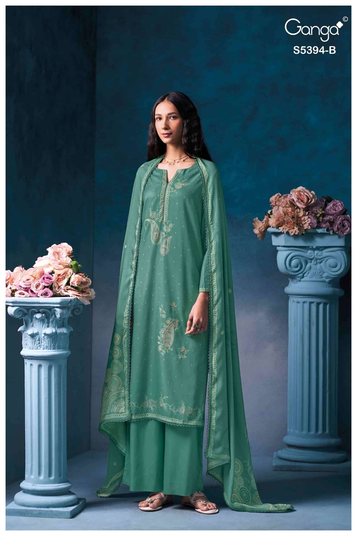 Ganga Fashion Elvaya 5394 Pure Wool Pashmina Winter Suit