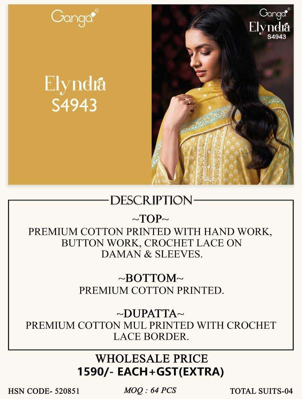 Ganga Fashion Elyndra 4943 Premium Cotton Dress Material - Amrah Wholesale