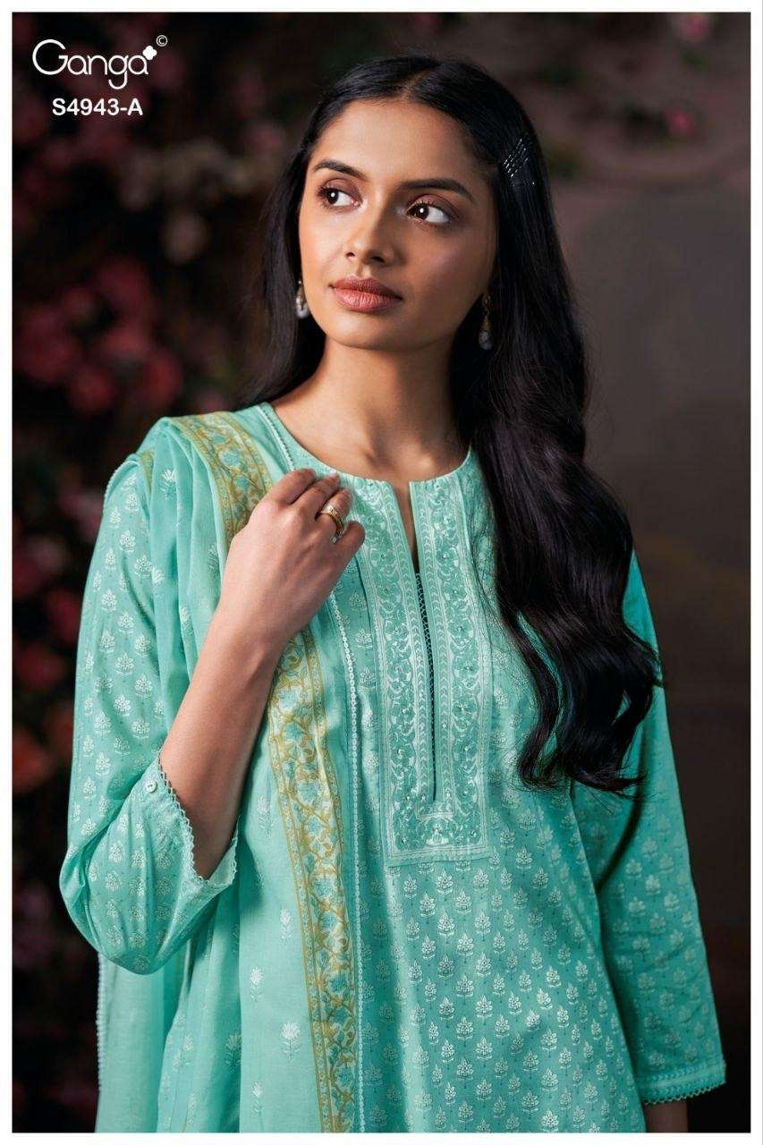 Ganga Fashion Elyndra 4943 Premium Cotton Dress Material - Amrah Wholesale