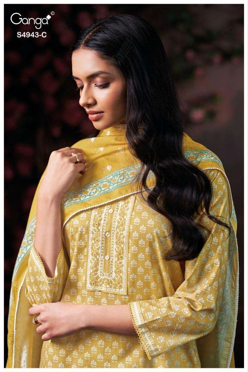 Ganga Fashion Elyndra 4943 Premium Cotton Dress Material - Amrah Wholesale