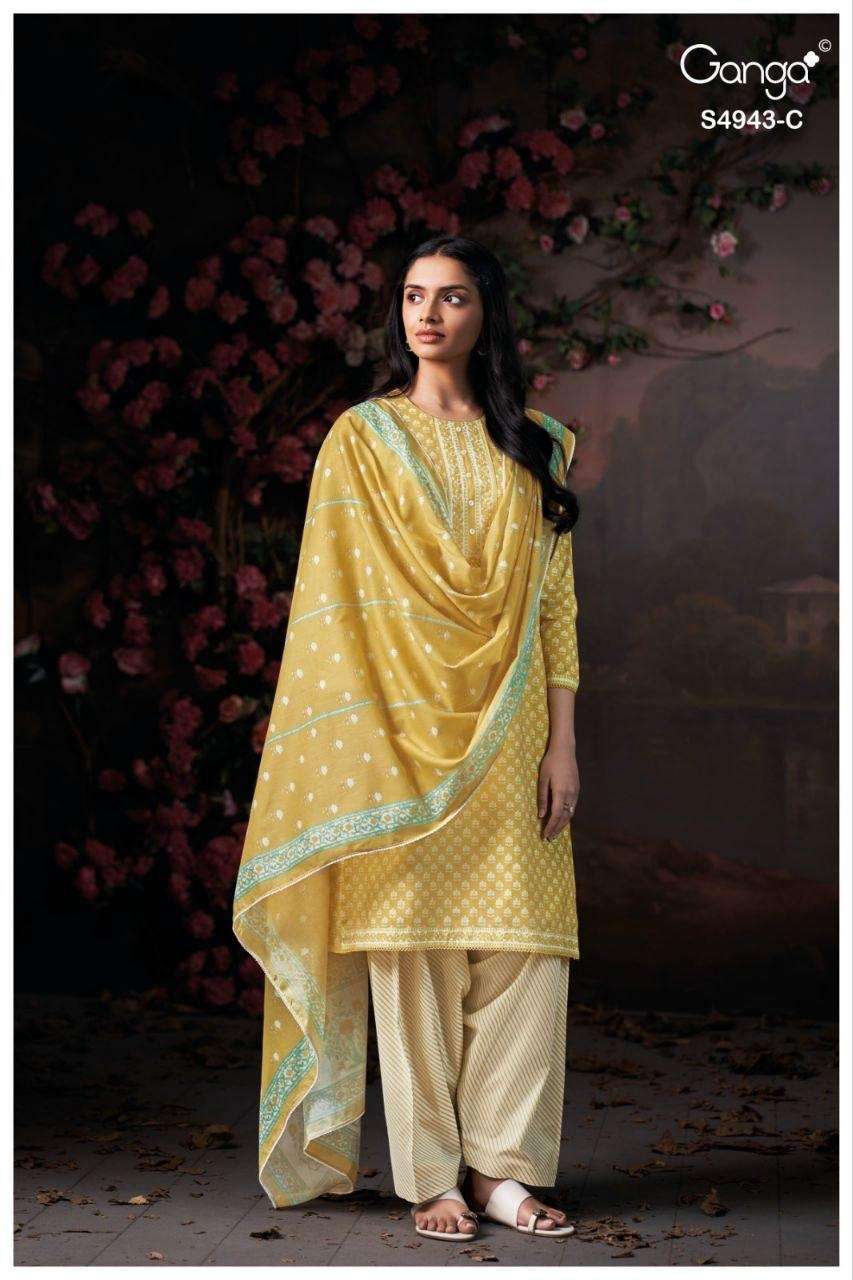 Ganga Fashion Elyndra 4943 Premium Cotton Dress Material - Amrah Wholesale