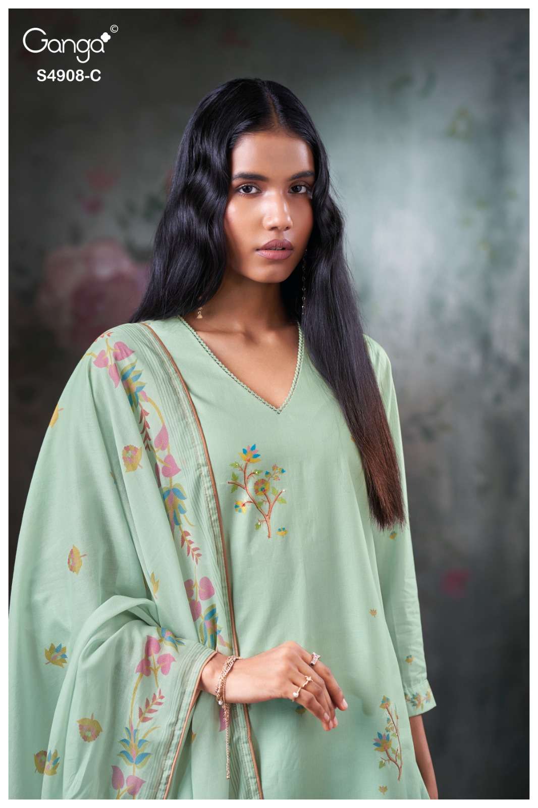 Ganga Fashion Elyndria 4908 Premium Cotton Embroidered Salwar Suit - Amrah Wholesale