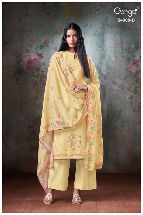 Ganga Fashion Elyndria 4908 Premium Cotton Embroidered Salwar Suit - Amrah Wholesale