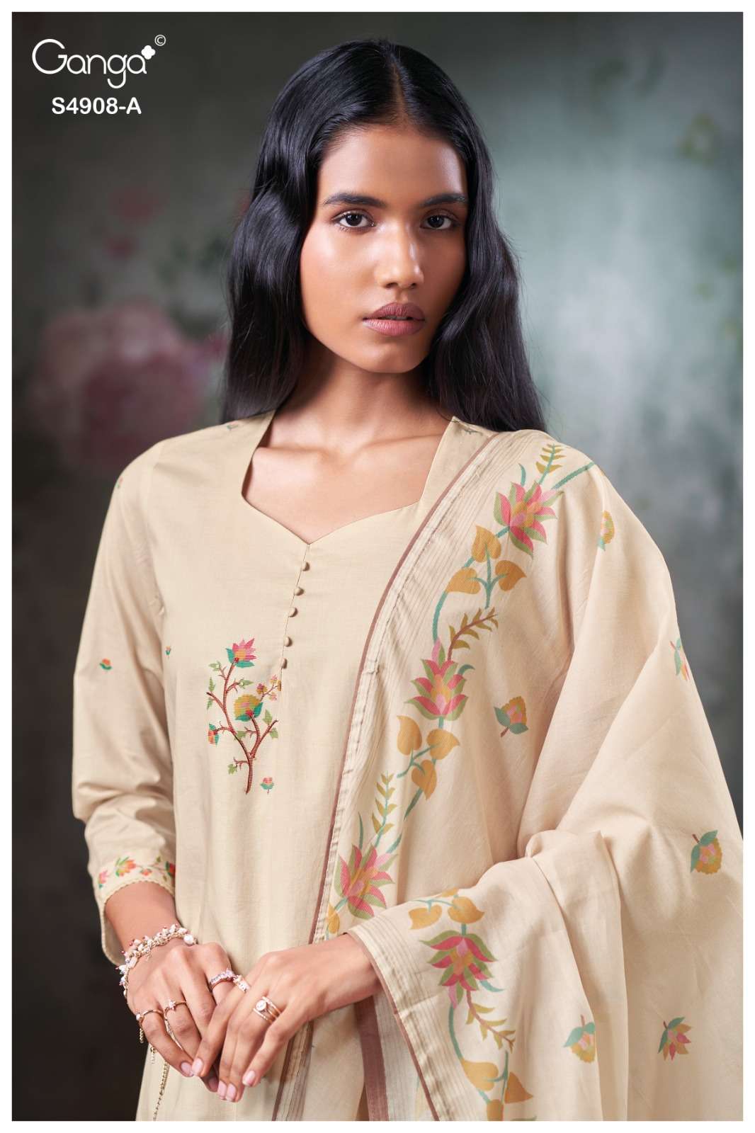 Ganga Fashion Elyndria 4908 Premium Cotton Embroidered Salwar Suit - Amrah Wholesale