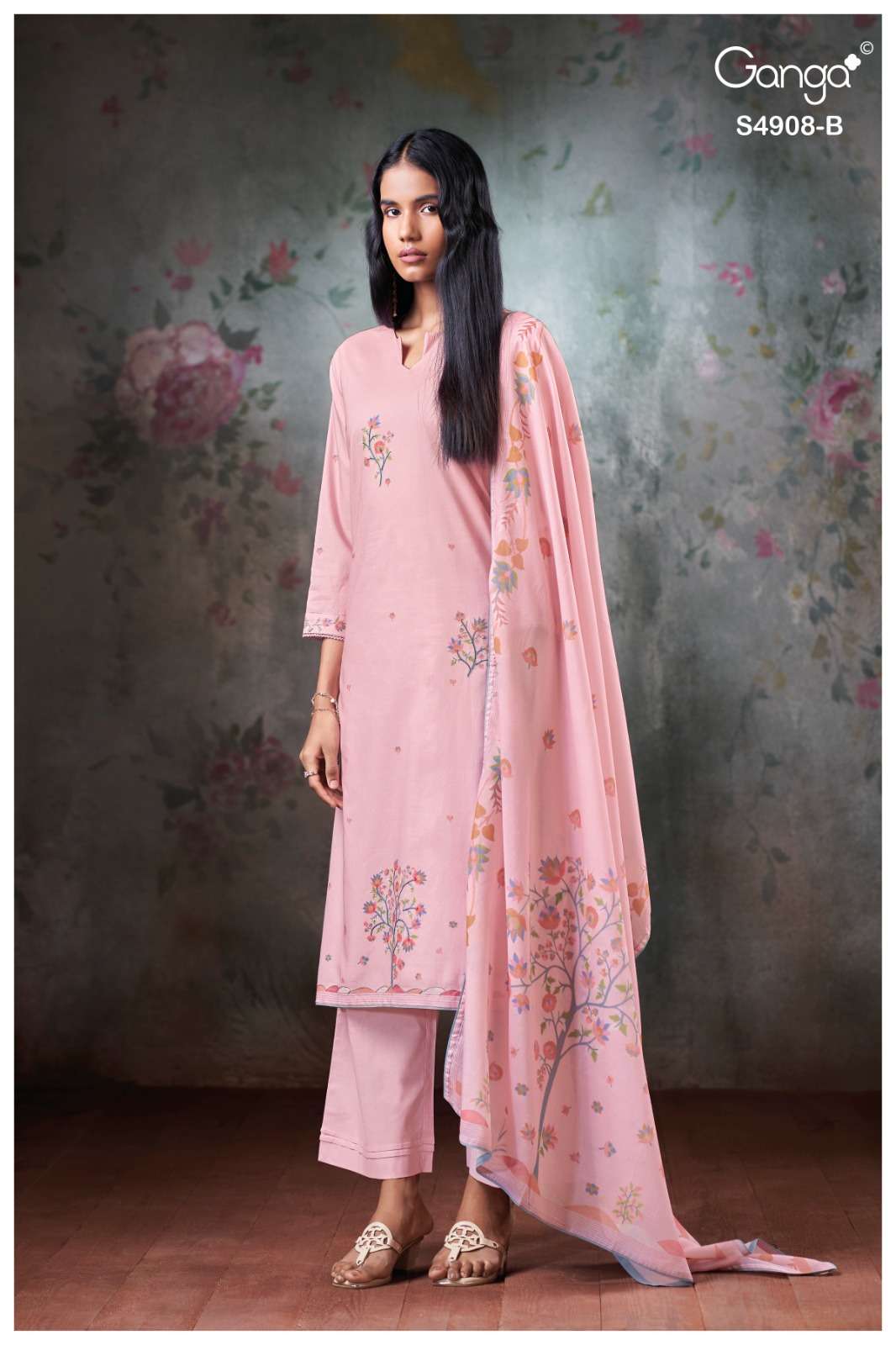 Ganga Fashion Elyndria 4908 Premium Cotton Embroidered Salwar Suit - Amrah Wholesale