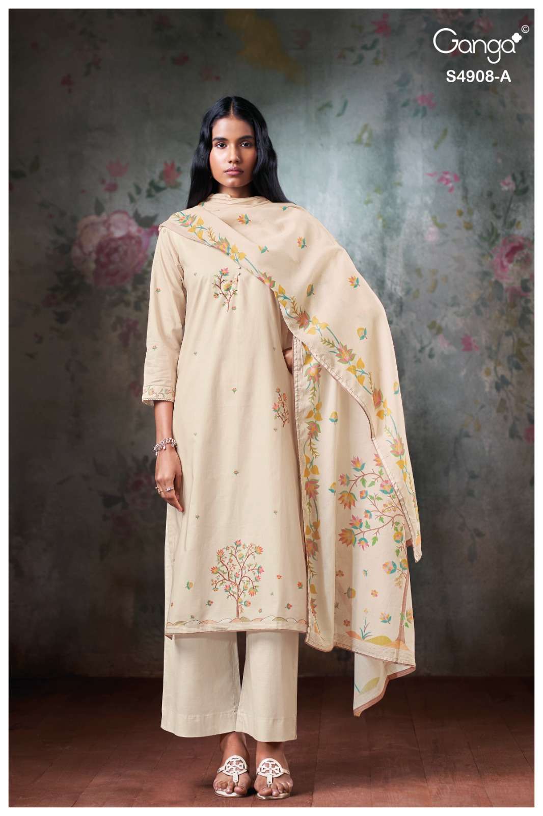 Ganga Fashion Elyndria 4908 Premium Cotton Embroidered Salwar Suit - Amrah Wholesale