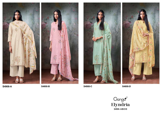 Ganga Fashion Elyndria 4908 Premium Cotton Embroidered Salwar Suit - Amrah Wholesale