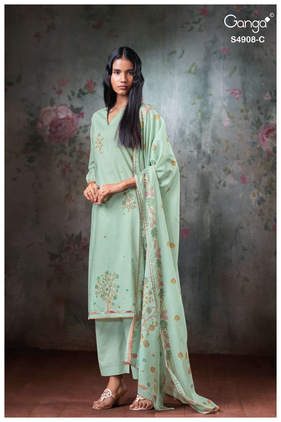 Ganga Fashion Elyndria 4908 Premium Cotton Embroidered Salwar Suit - Amrah Wholesale