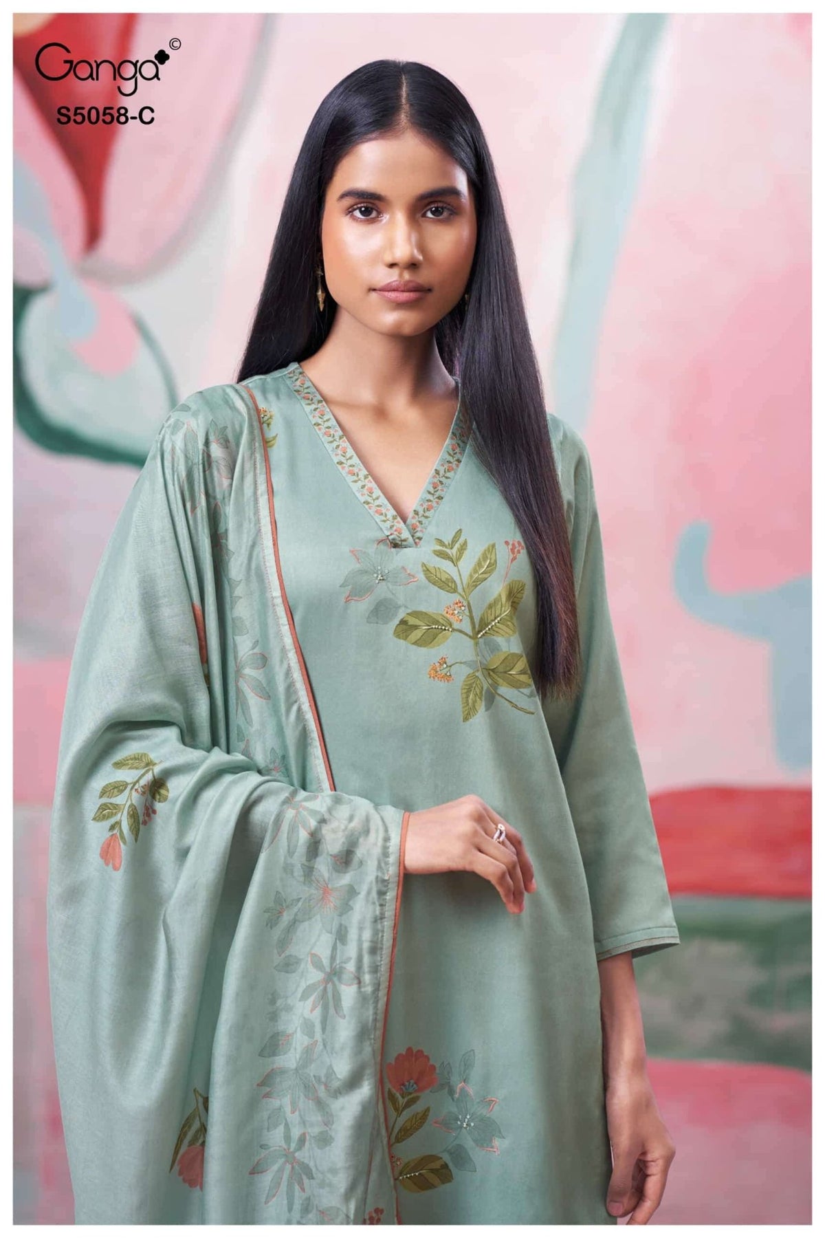 Ganga Fashion Elysia 5058 Premium Cotton Satin Dress Material - Amrah Wholesale